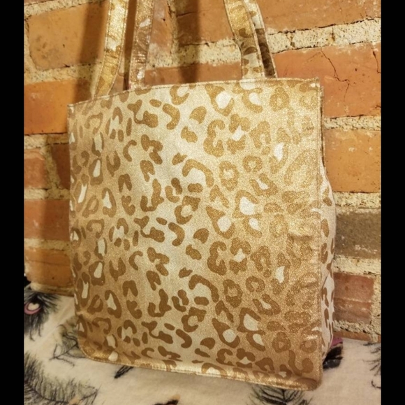 VINTAGE METALLIC CHEETAH PURSE GOLD SPARKLY LEOPARD ANIMAL PRINT Y2K GRUNGE PUNK - Picture 4 of 9